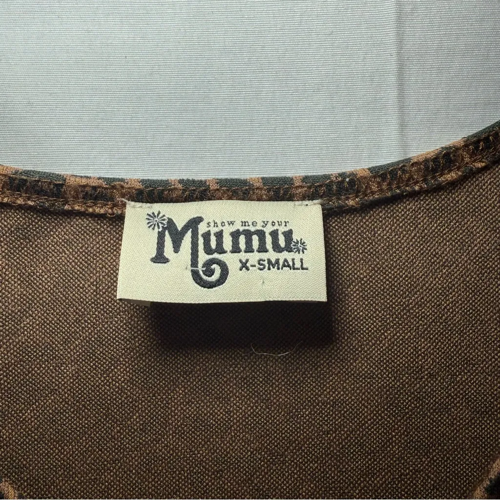 Show Me Your Mumu Toby Tunic Dress Mini Long Sleeve Leopard Stretch Xsmall - Image 3