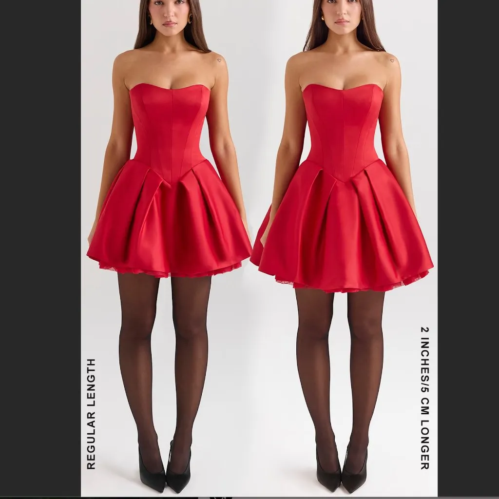 NWT House of CB Salome holly red satin detachable bow mini dress - longer versio - Image 6