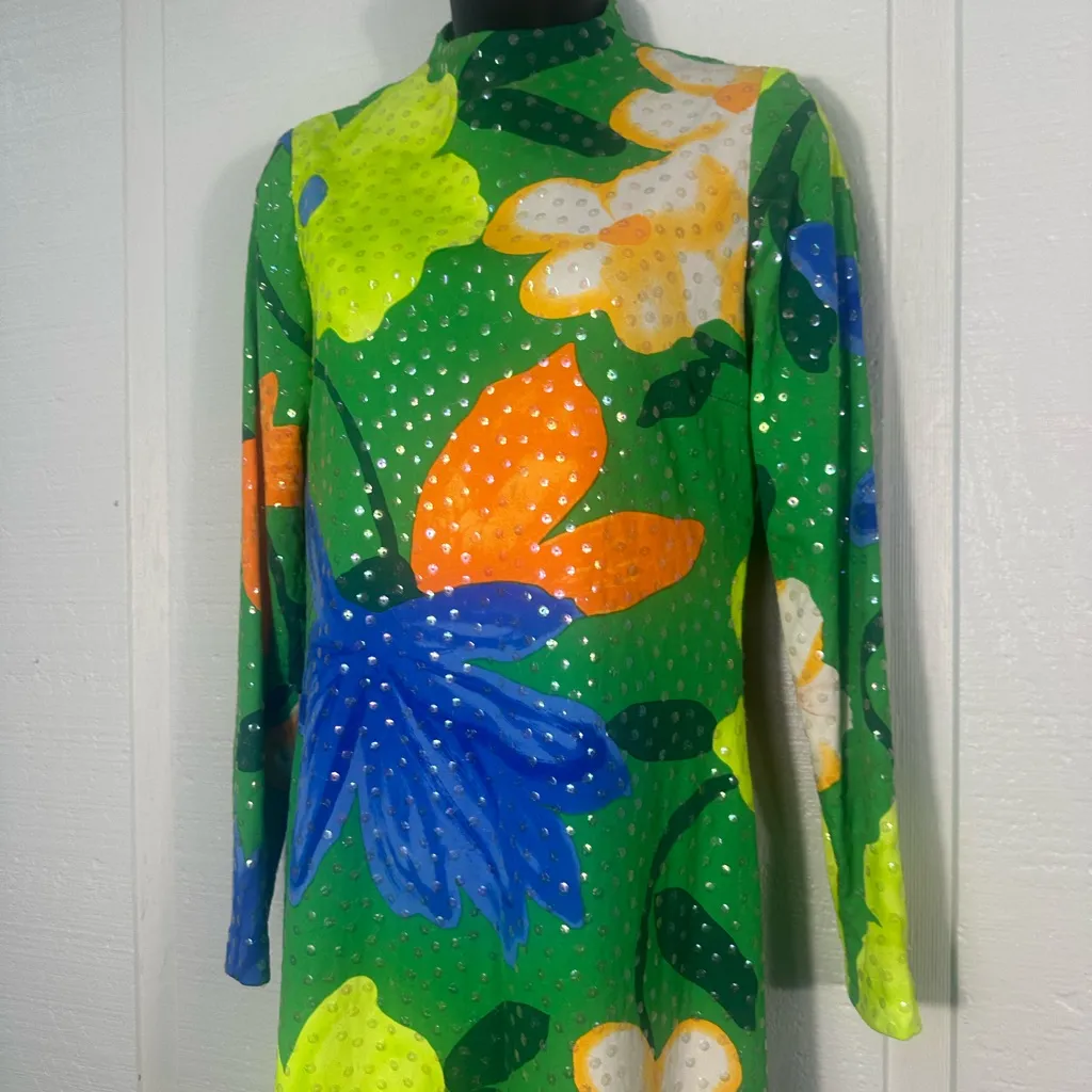 Anne Fogarty Vintage 1960s/1970s Green Dress No SZ EUC - Image 6