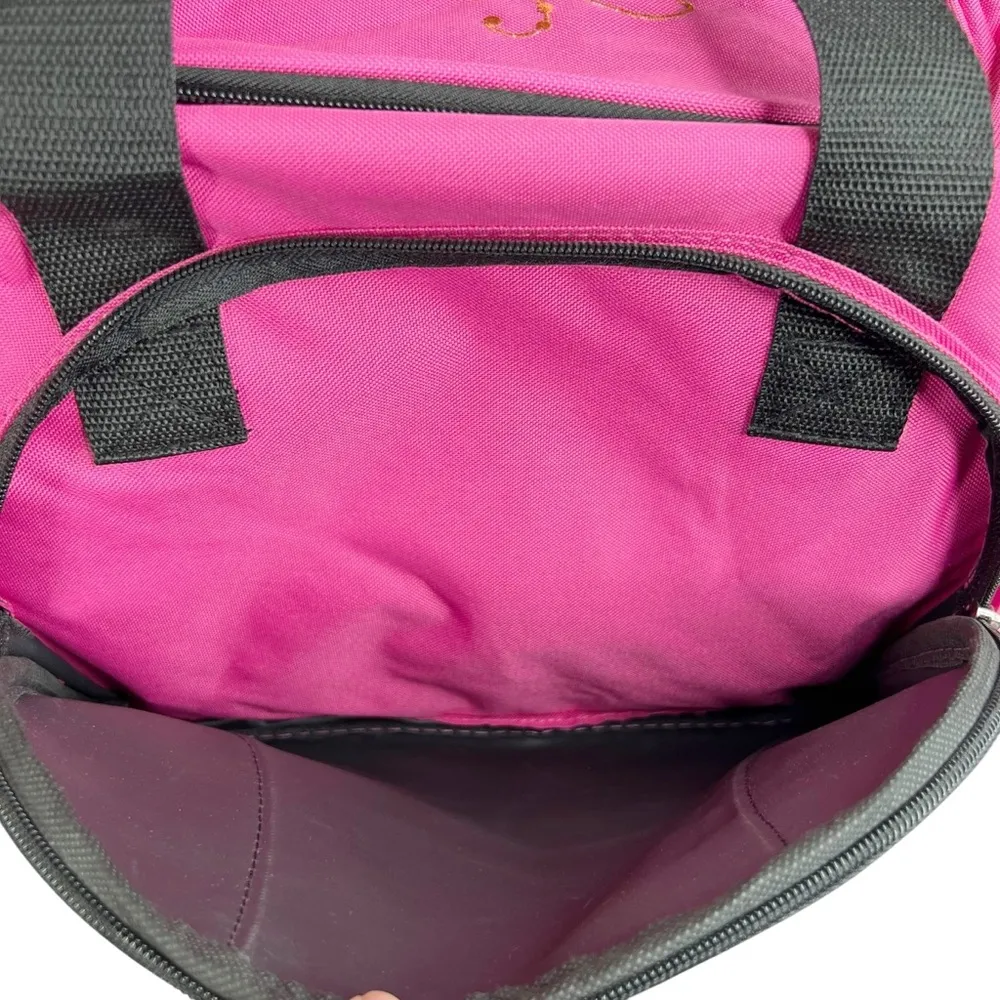 NWT Totes Isotoner Bright Pink Travel Carry On Duffle Bag Luggage Black - Image 4