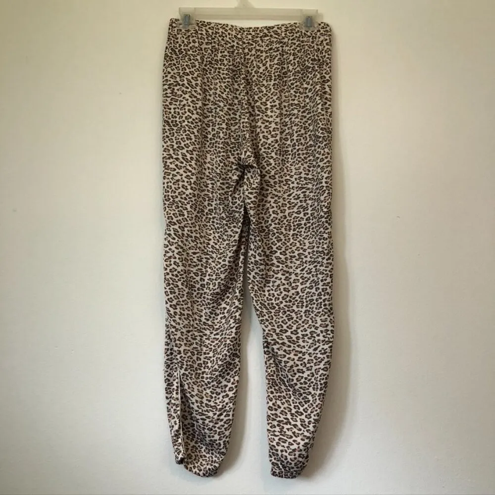 AERIE AMERICAN EAGLE Satin Jogger Lounge Pant Cream Brown Cheetah Leopard Pajama - Image 9