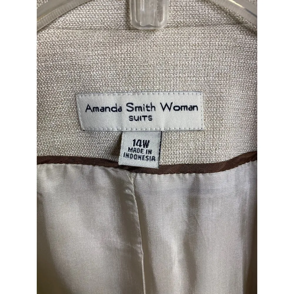 Amanda Smith Woman Suits Women Size 14W Light Tan Cream Lined Jacket Stretch NWT - Image 4