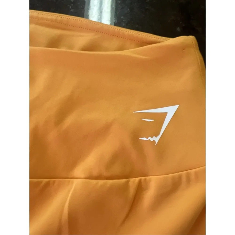 Women's Biker Shorts Sz Med Orange White Workout Running Athletic Tight - Image 4