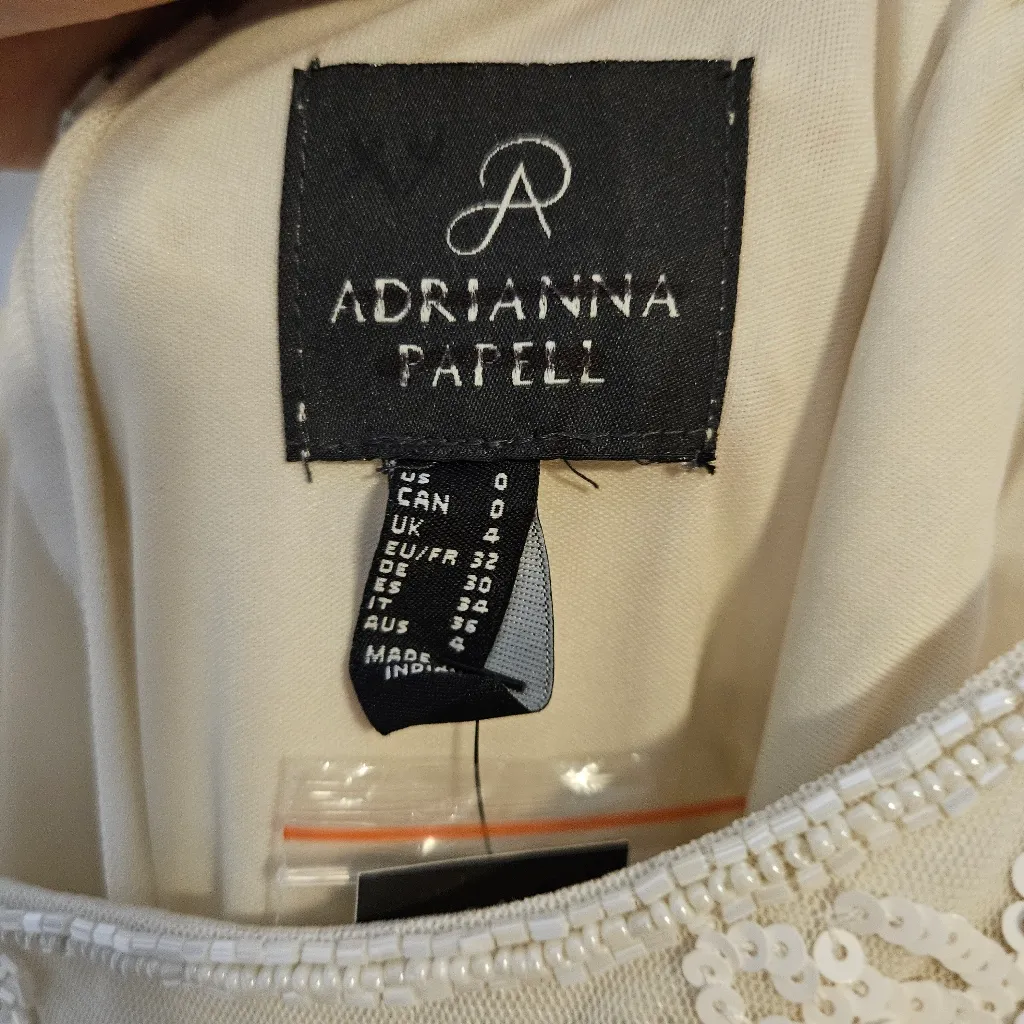 Adrianna Papell Dress Marshall Elegant Ivory White Wedding Maxi Beaded Bridal - Image 11