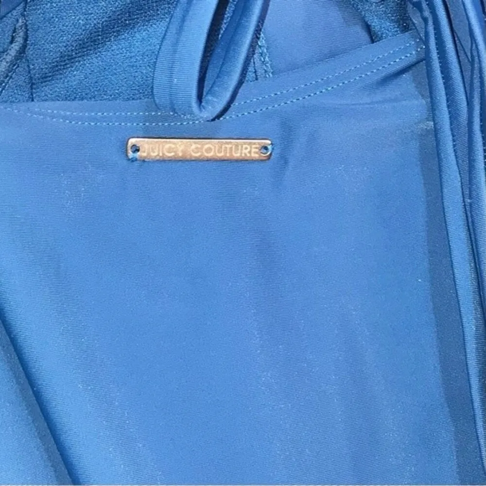 Juicy Couture Cruel Summer Zip Front Strappy Back Tie Blue One Piece Swimsuit - Image 7