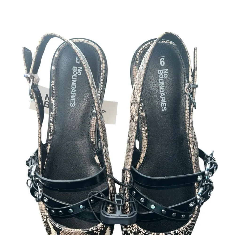 No Boundaries Sling Snake Print Back Strappy Flats(Size 9) - Image 5