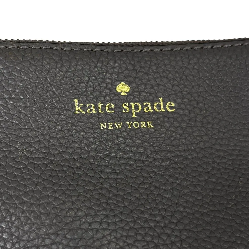 Kate Spade Leila Triple Gusset Gray Leather Crossbody Purse - Image 11