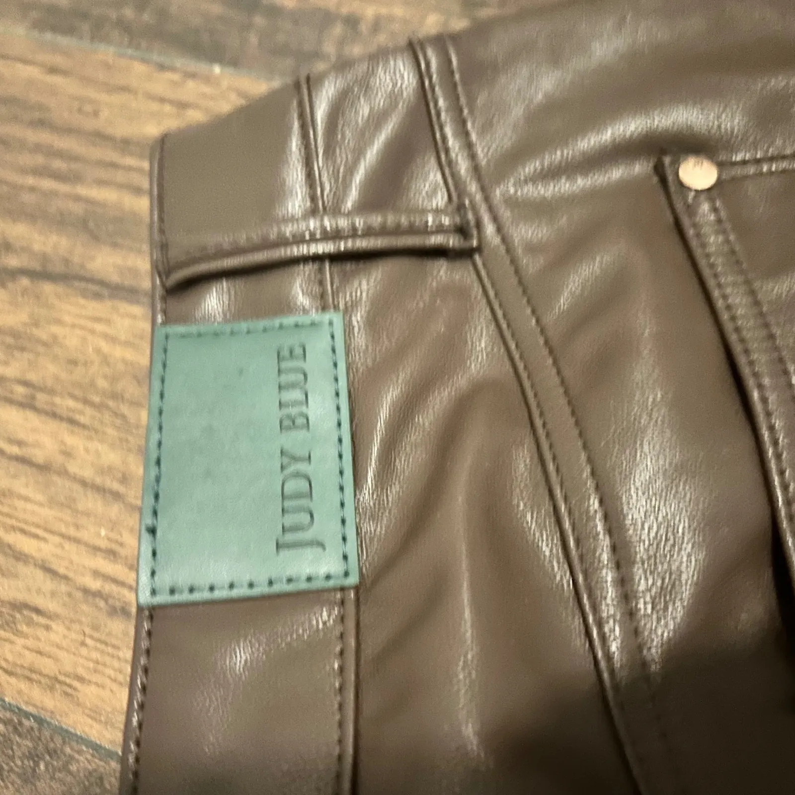 Faux Leather‎ Pants Brown Straight Leg Trousers Casual Everyday Style - Image 5