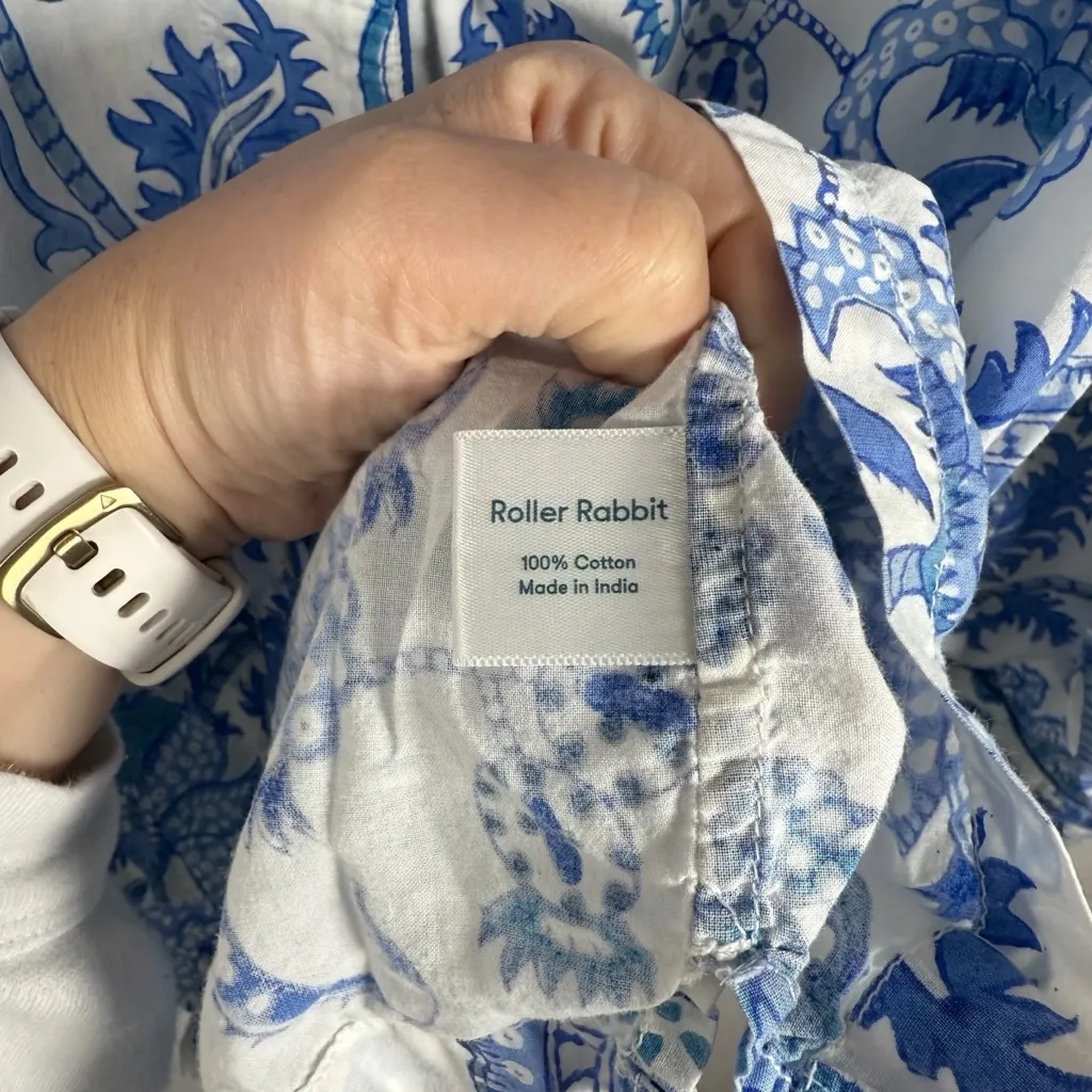 Roller Rabbit Women’s Amanda Printed Loungewear Top in Blue/White Size M - Image 9