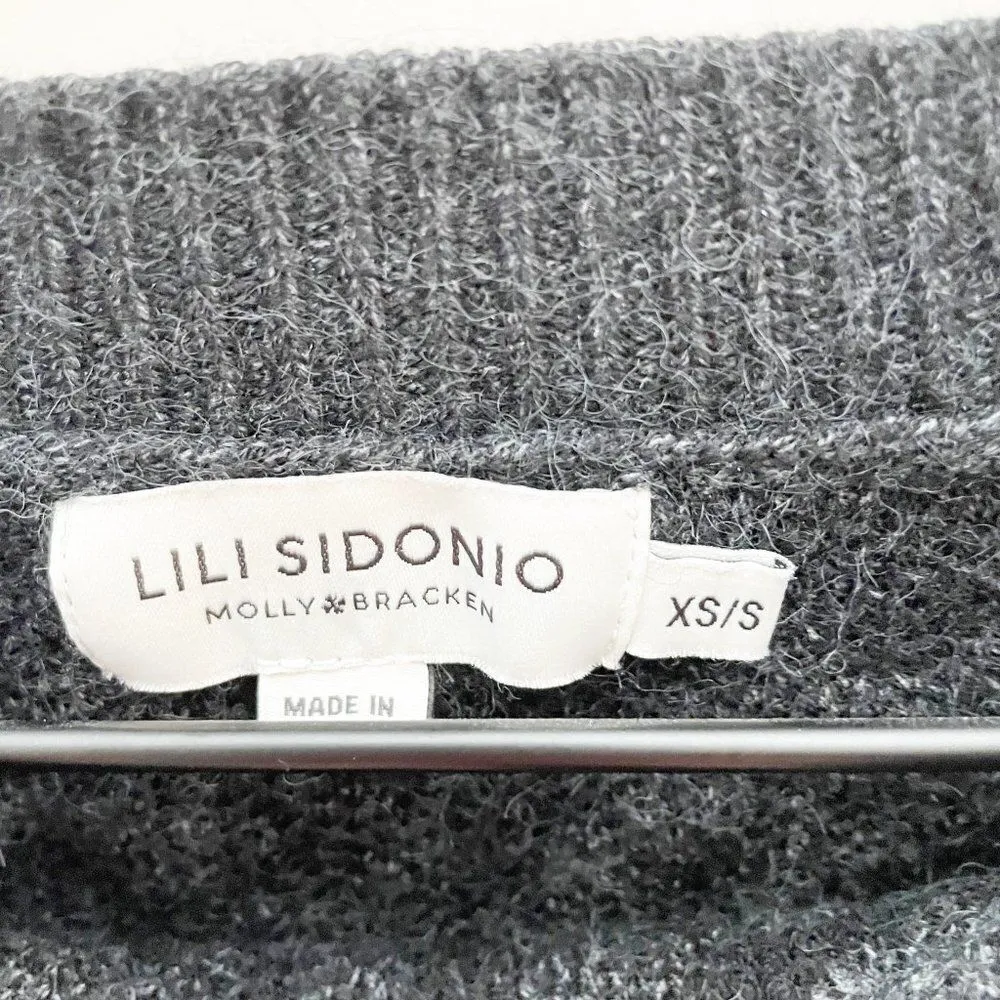 Lili Sidonio Molly Bracket Leopard Print Crew Neck Sweater Dark Gray Size XS S - Image 6