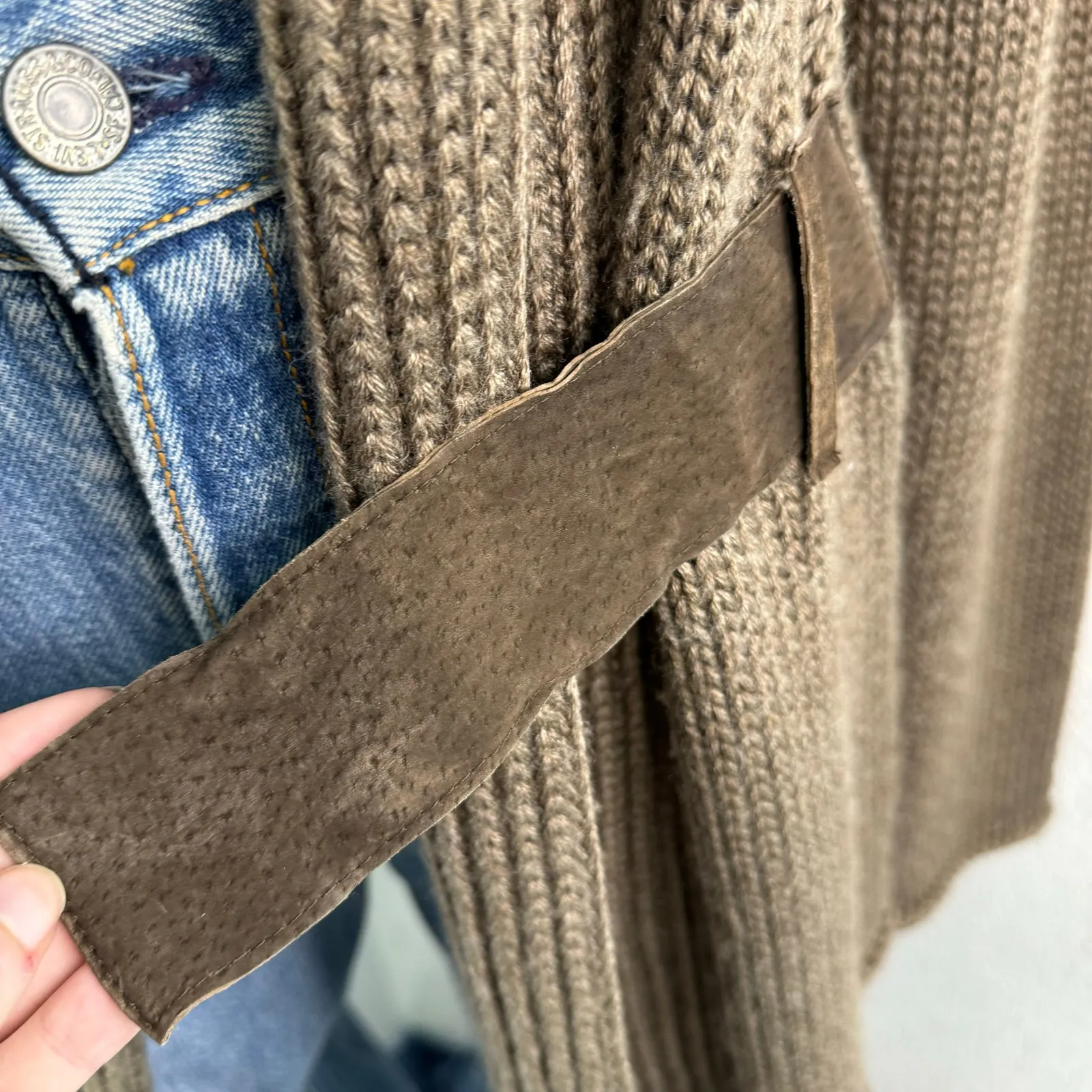 Soft Surroundings Shawl Collar Cardigan Sweater Wool Blend Brown - Image 3