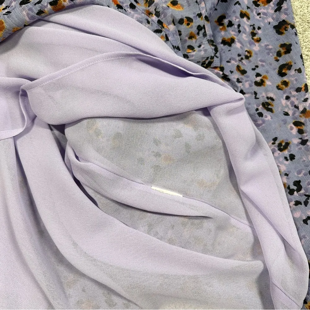 & Other Stories Flounced Tiered A-Line Mini Dress in Animal Print Lilac Combo 8 - Image 14