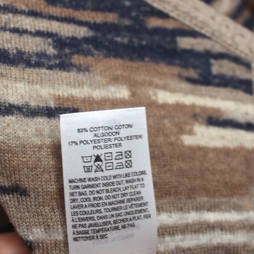 Lucky Brand | Earth Tone Aztec Textured Drape Front Cardigan - Image 5