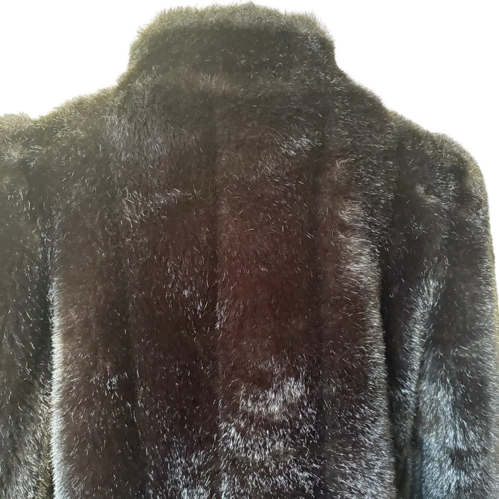 Vintage 80’s/90’s Jordache Black Chunky Faux Fur Puff Sleeve Coat, Sz S - Image 10