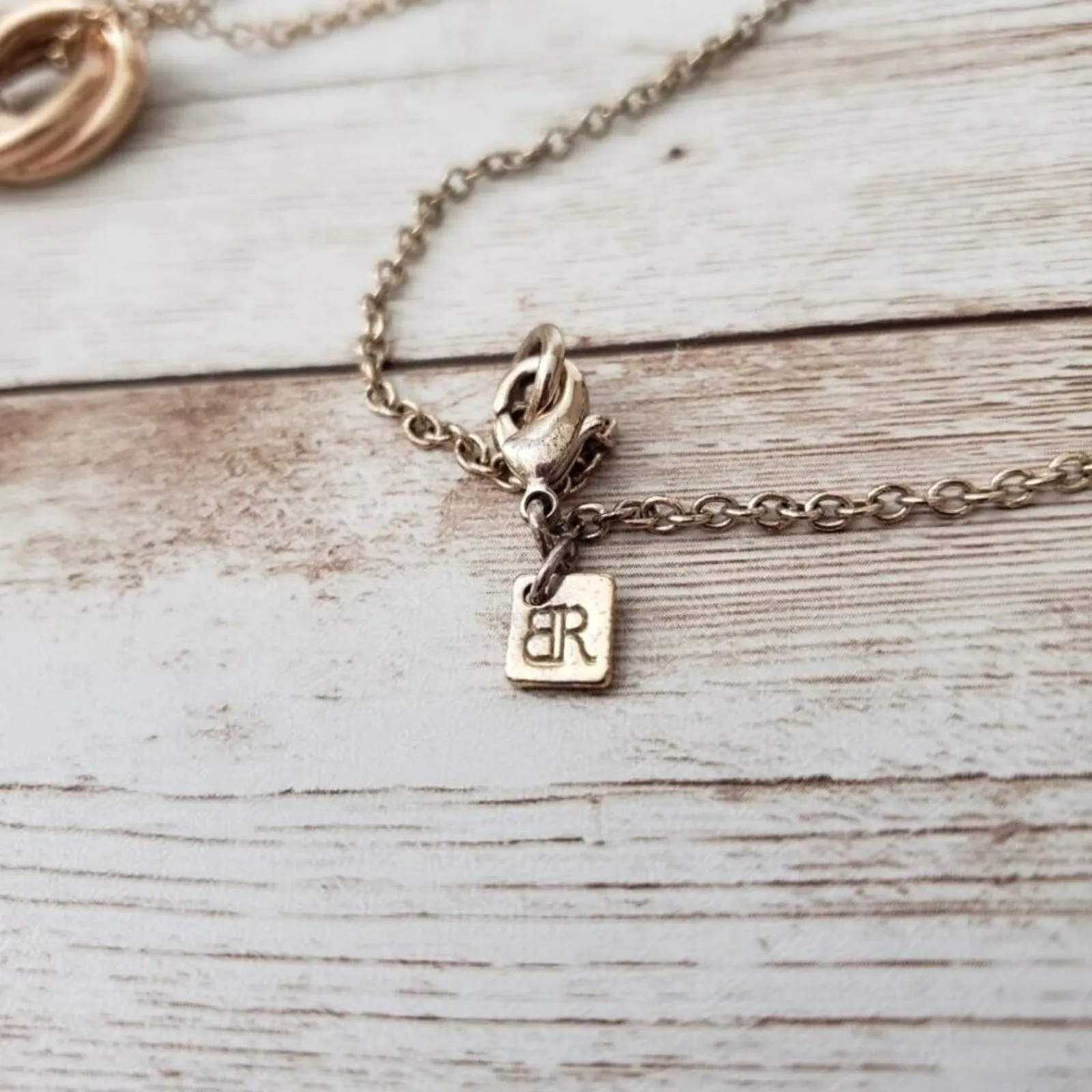 Vintage Necklace Gold Tone Interlocking Circles with Tassel Long Statement - Image 4