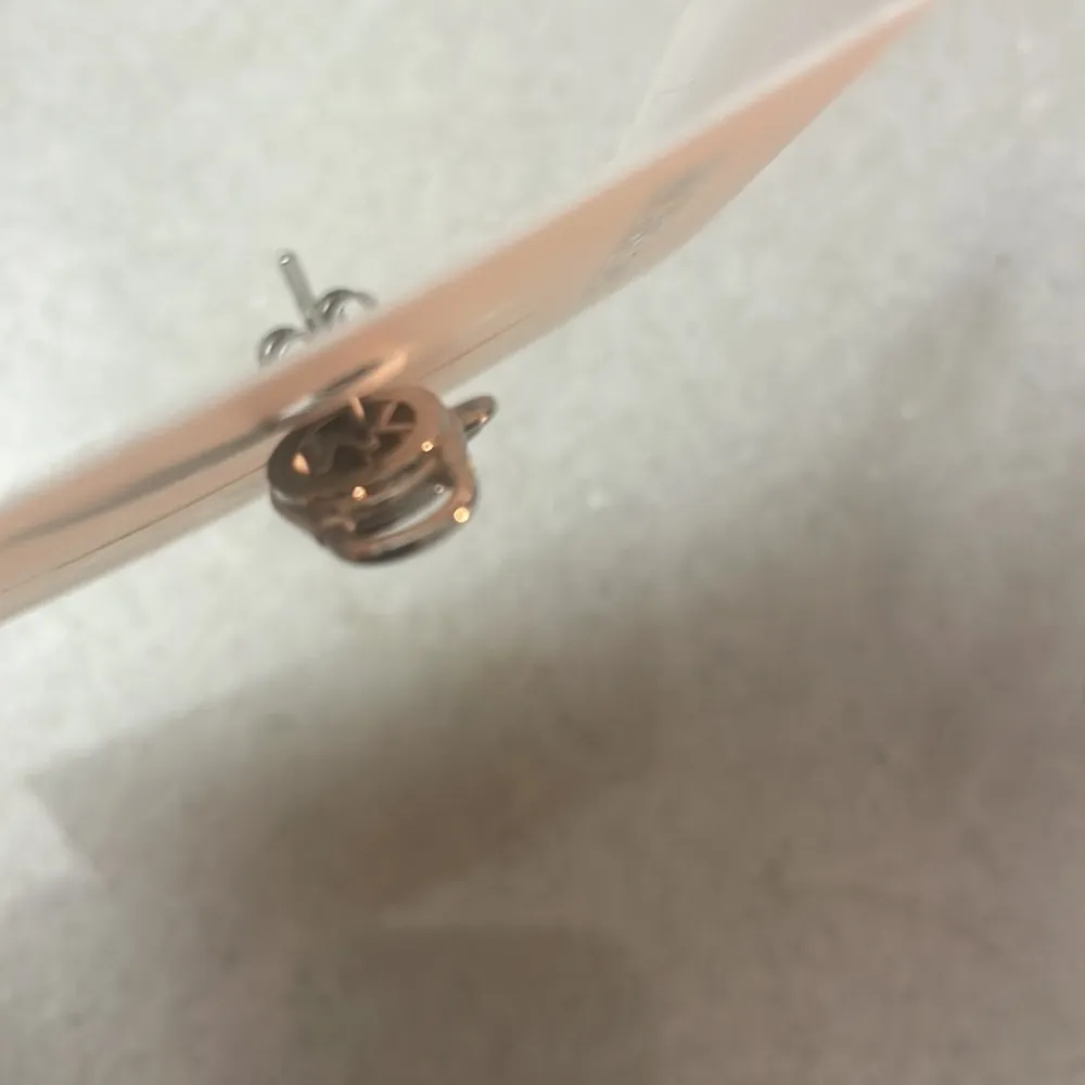 Michael Kors Earrings Stud Silvertone Stainless Steel Logo Locket - Image 5