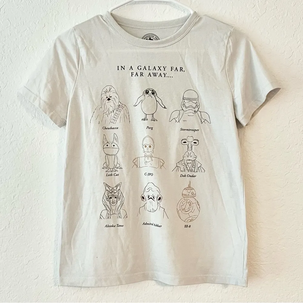 Star Wars Galaxy’s Edge Doodle Print Character Print Short Sleeve Graphic Top S - Image 4