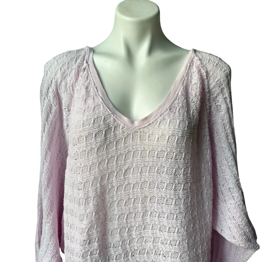 Free People We The Free Thiens Hacci Powder Pink V Neck Lightweight Sweater, XL - Image 7