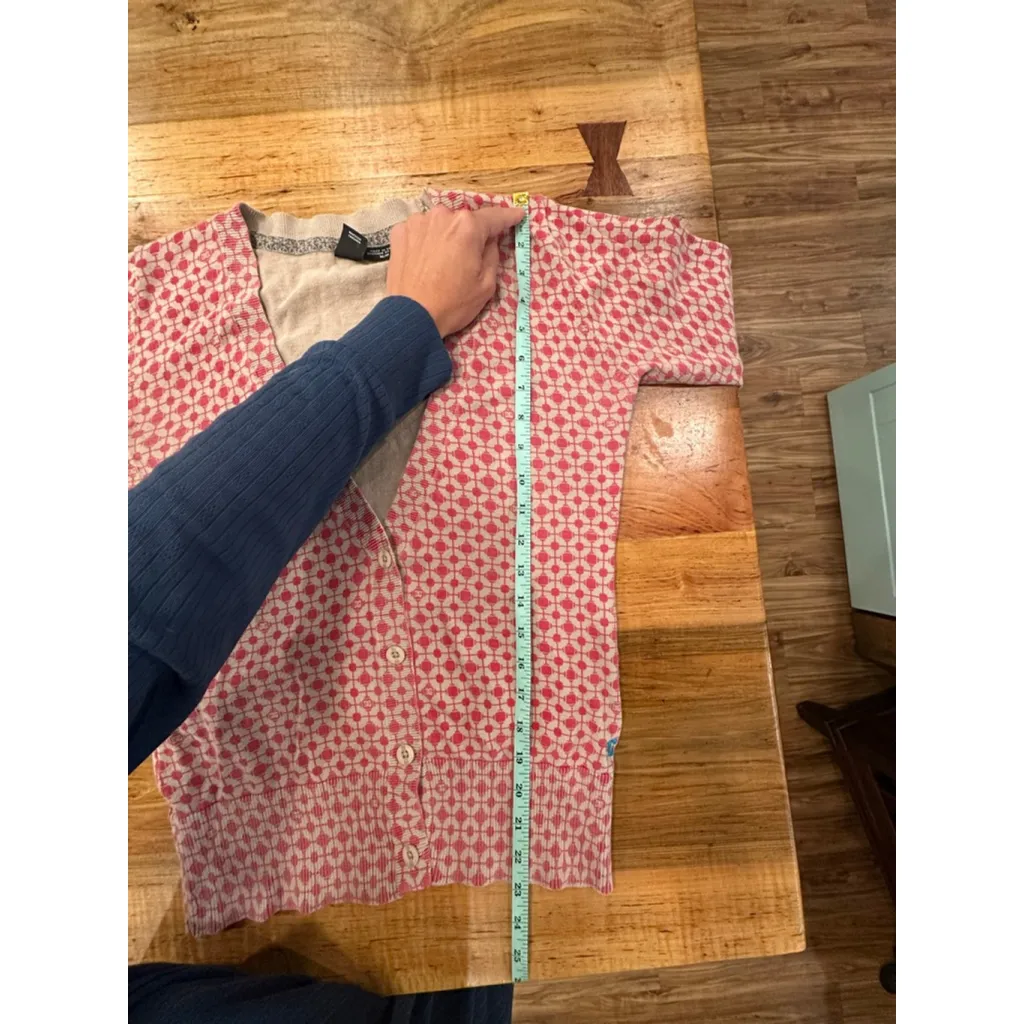 Women's DC Pink & Beige Patterned Cardigan M Size M - Image 8