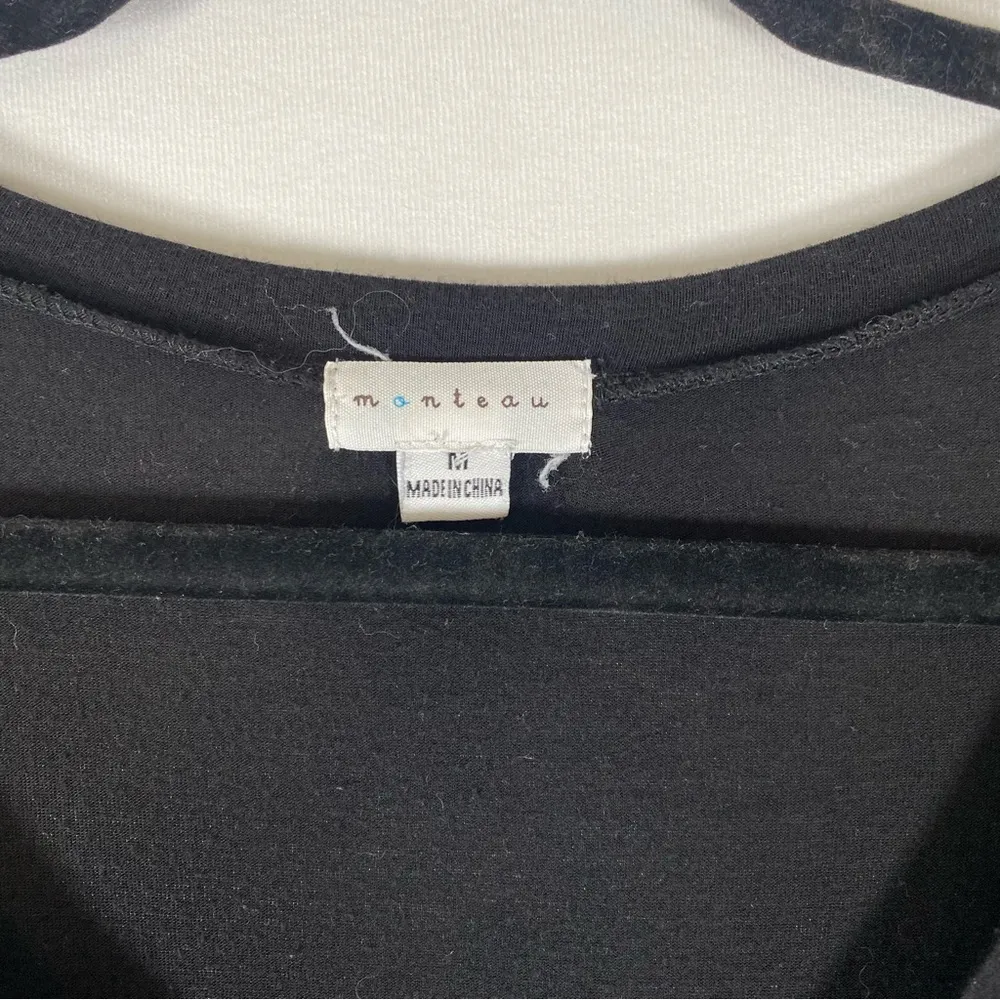 Monteau Black Scoop Neck Shirt Short Sleeve Oversized Studded Size Medium - Image 4