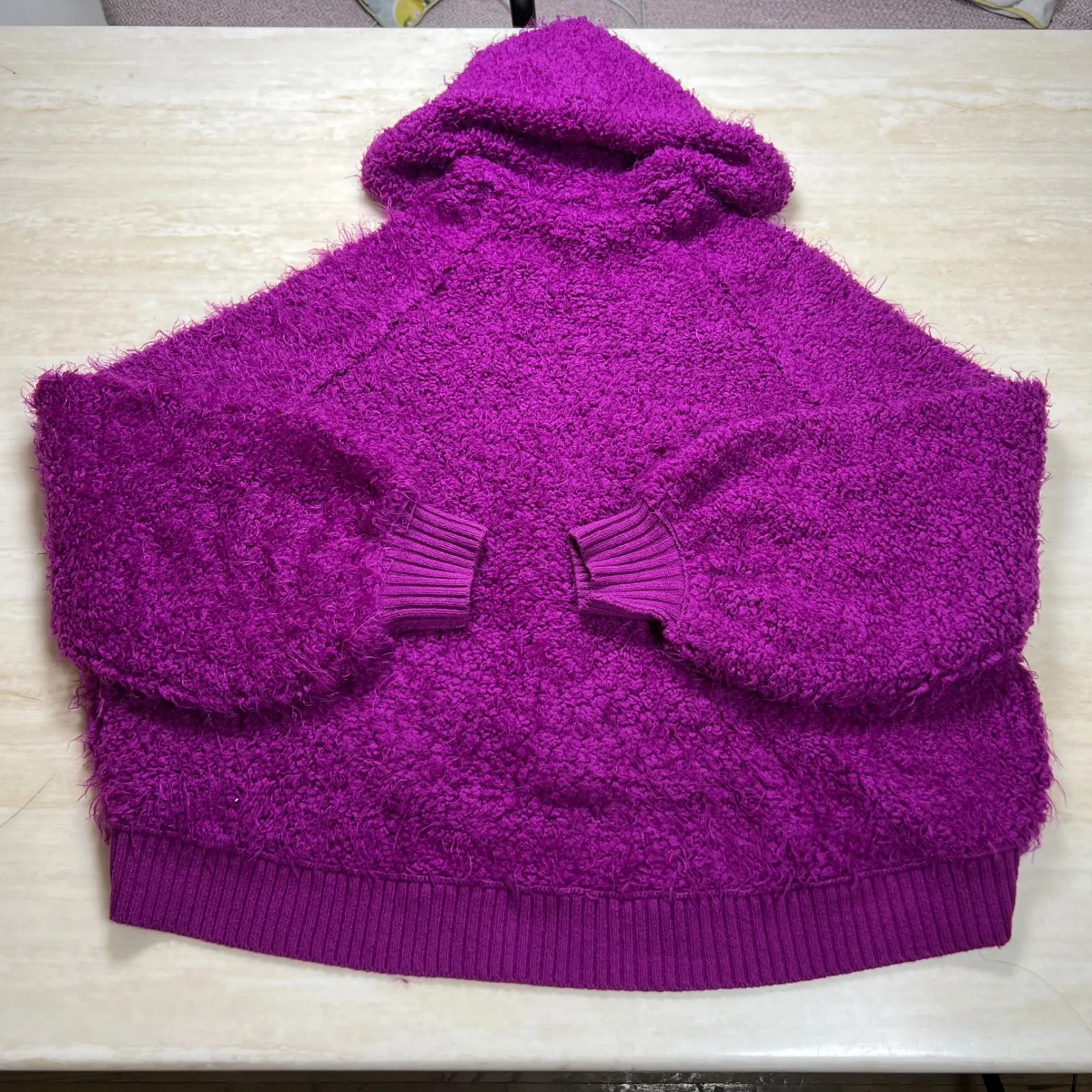 Free People Women's Fuzzy Knit Zip Up Hoodie Purple Small S Sweater - Image 12