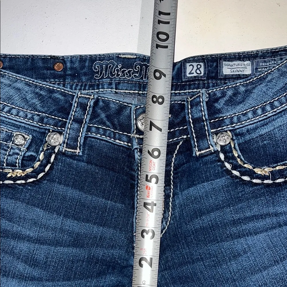 Miss Me Blue Skinny Jeans with Distressed Detailing thick stitch 28 - Image 9