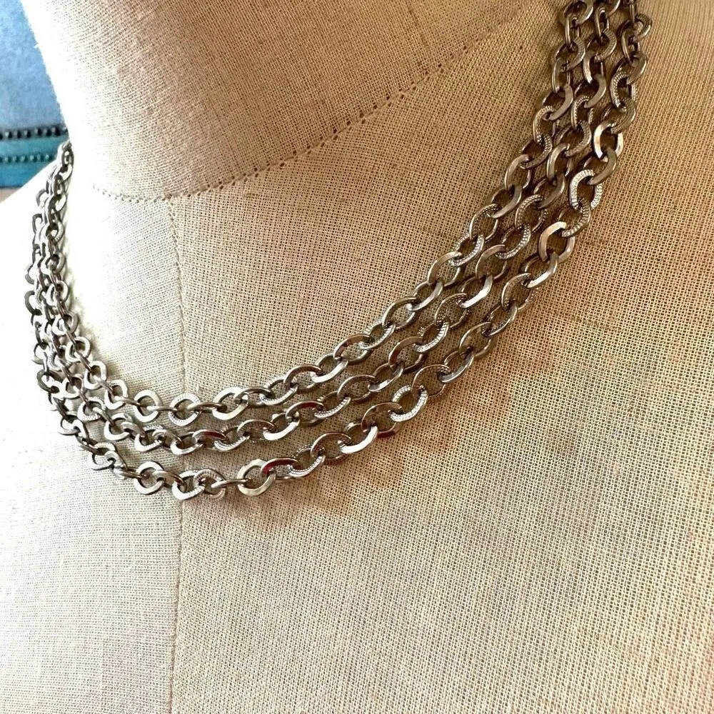 Banana Republic silver tone triple chain necklace - Image 2