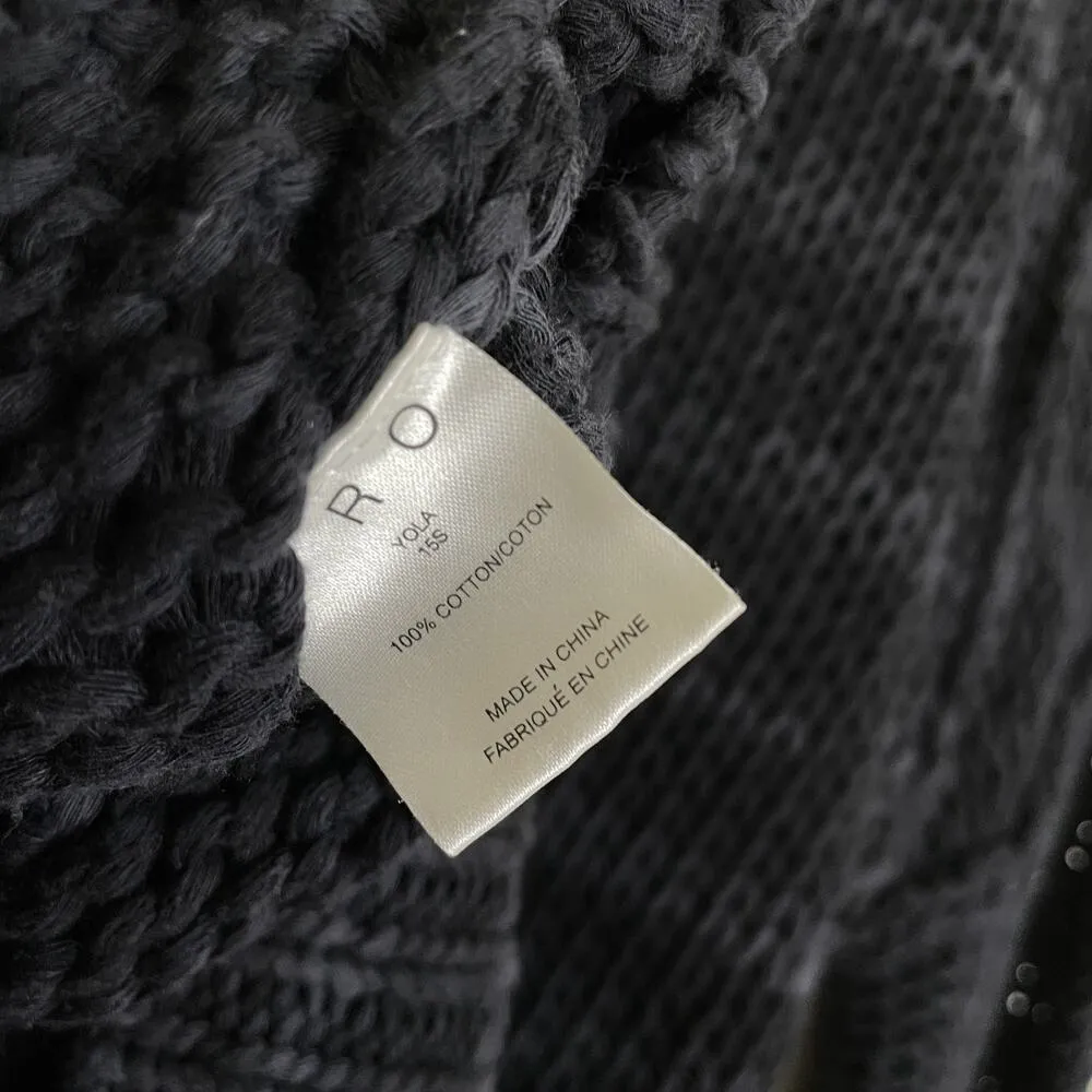 IRO Sweater Womens Small Black Open Knit Chunky Pullover Cropped Cotton Top - Image 9