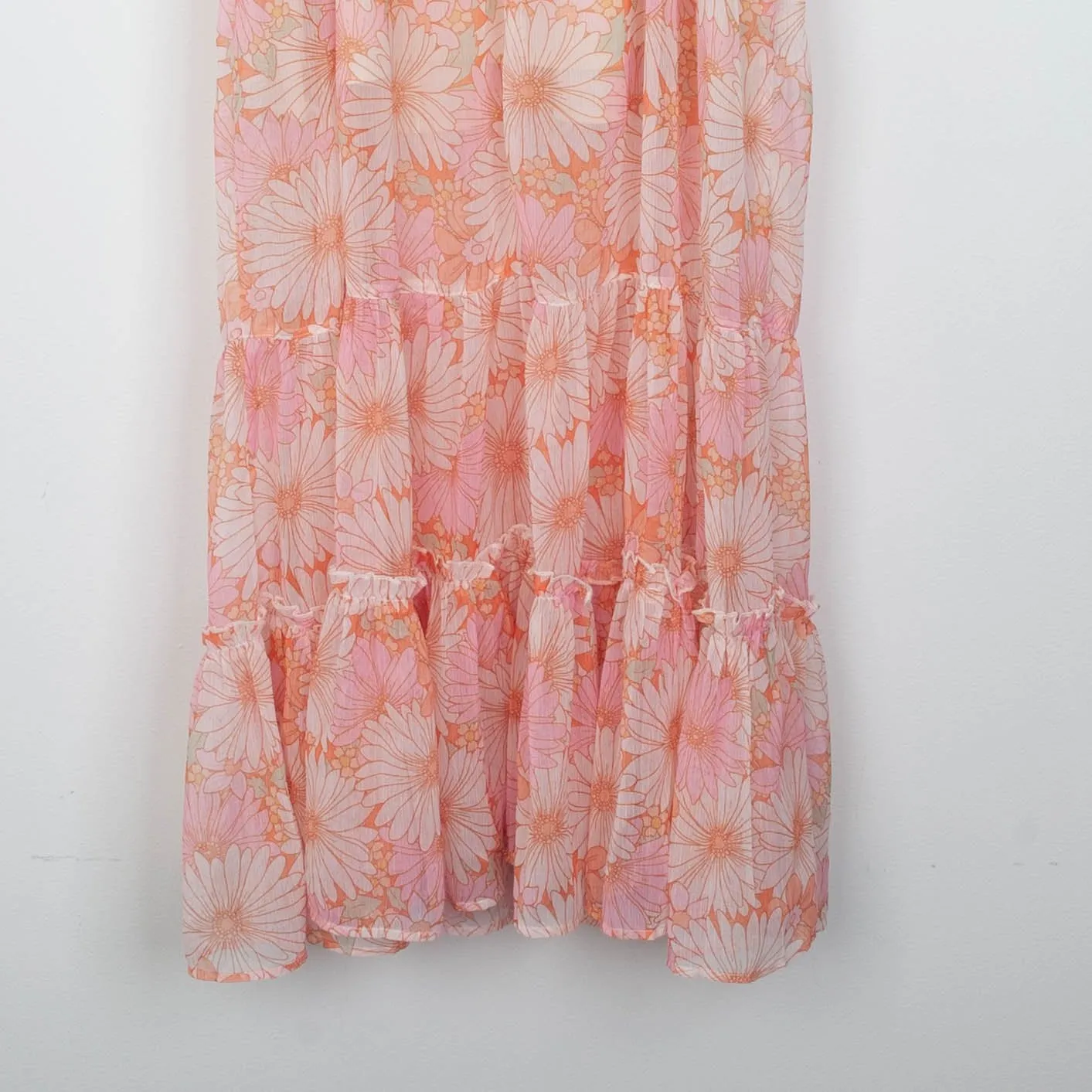 Miss Selfridge Coquette Floral Babydoll Maxi Dress Pink Ruffle Tier Size 12 Boho - Image 11