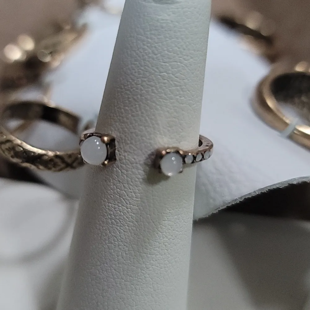 Free People Tarnished Brass Opal Mix it up ring set - Image 5