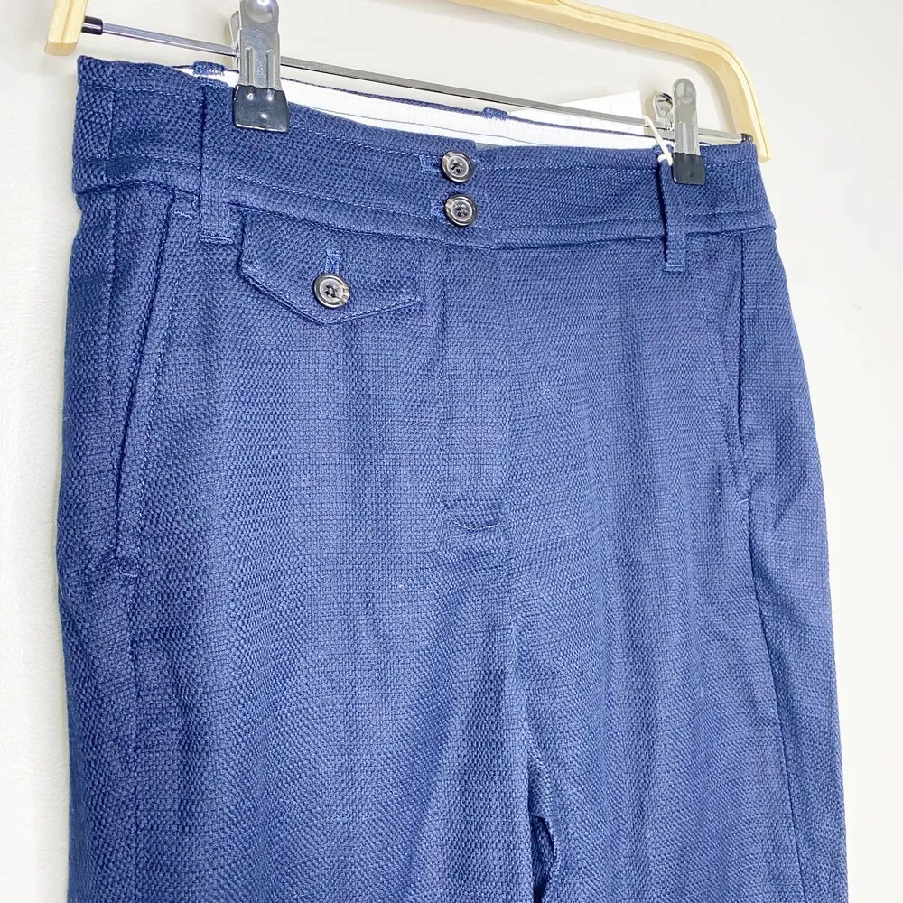 J Crew High Waisted Kick Out Crop in Grass Cloth Woven Pant Size 0 NWT - Image 4