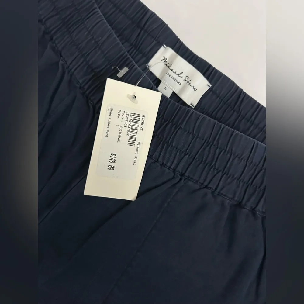 Michael Stars Evereve Shae Linen Pants Large Blue NWT $148 - Image 6