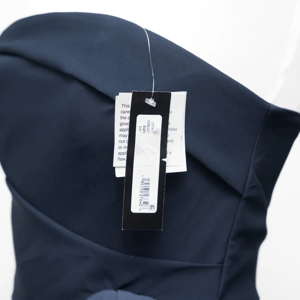 Betsy & Adam -   Faux Wrap Strapless Gown with Waist Bow - Image 8