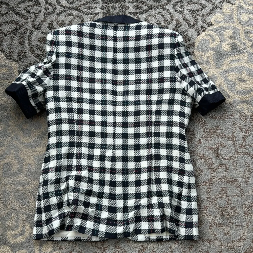 Vintage Rafael Linen Blend Plaid Skirt, Blazer & Purse Set Black White 16 - Image 6