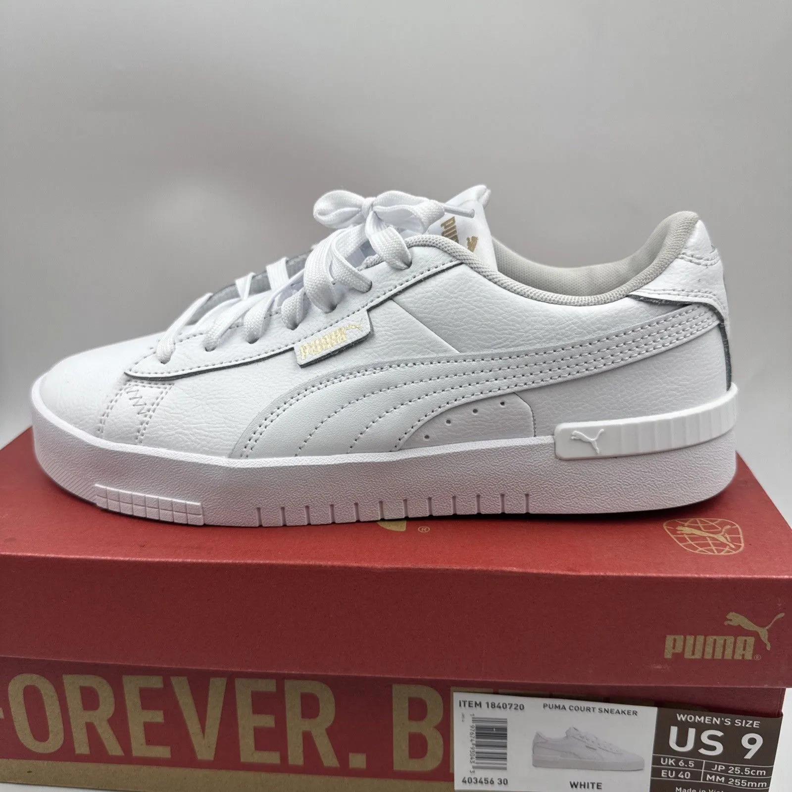 PUMA Court Sneaker, White, Women's Casual Low Top Leather Shoes Size 9 - Image 12