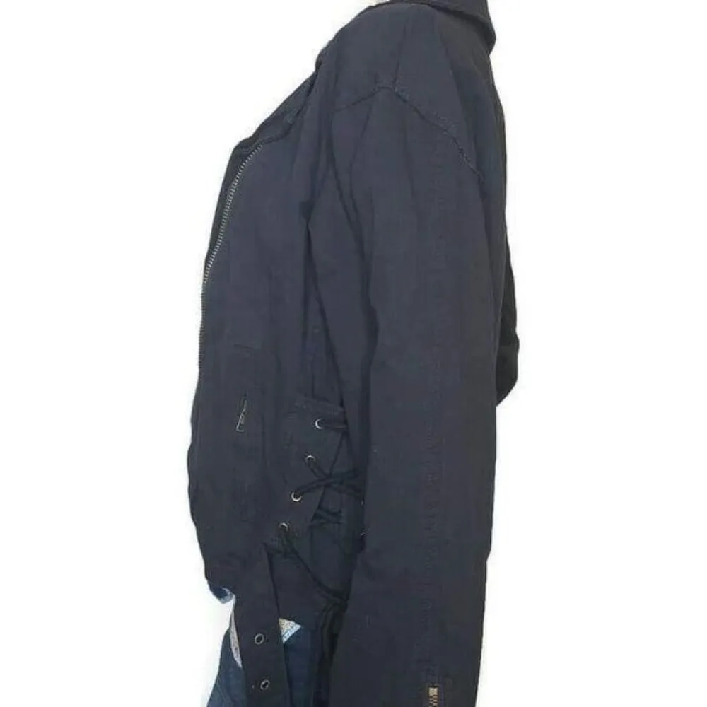Nwt jaase Moto jacket with corset tie sides and belt long sleeve zip xs - Image 6