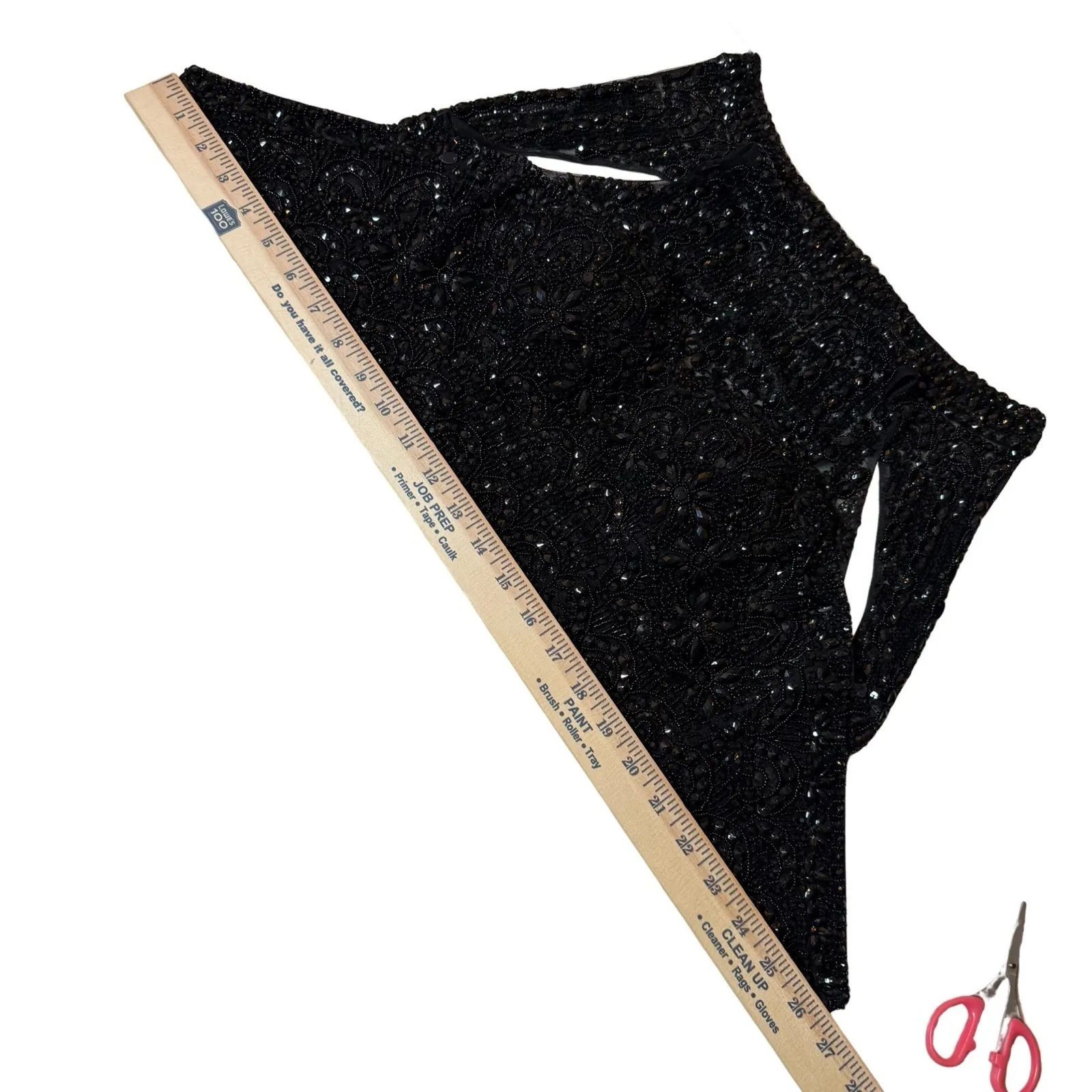 90s Evening Vintage Beaded Halter Crop Top XS 2 Black Sheer Backless Fairy Party - Image 7