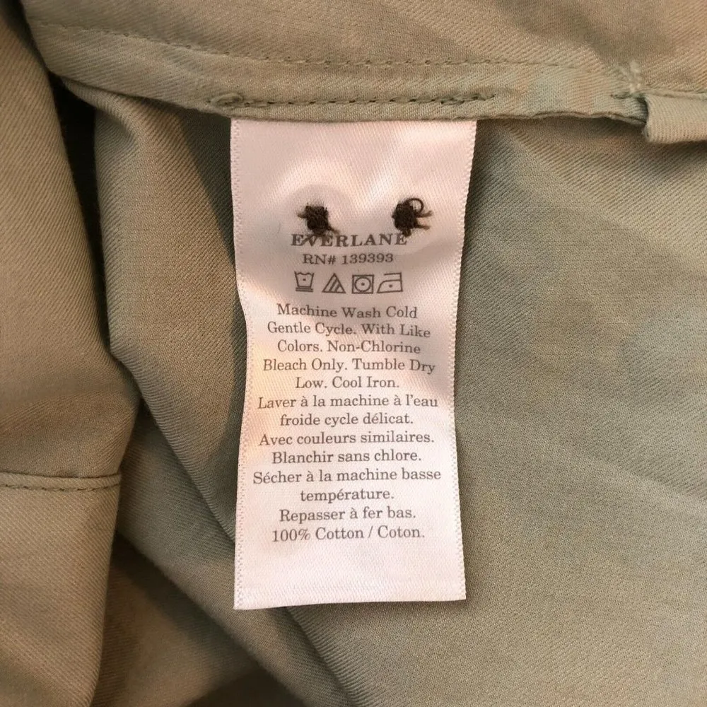 Everlane Oversized Silky Cotton Shirt Laurel Green Long Sleeve Pocket S - Image 7