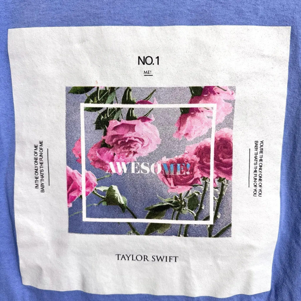 Taylor Swift ME! square flower blue long sleeve Lover era shirt, size small - Image 2