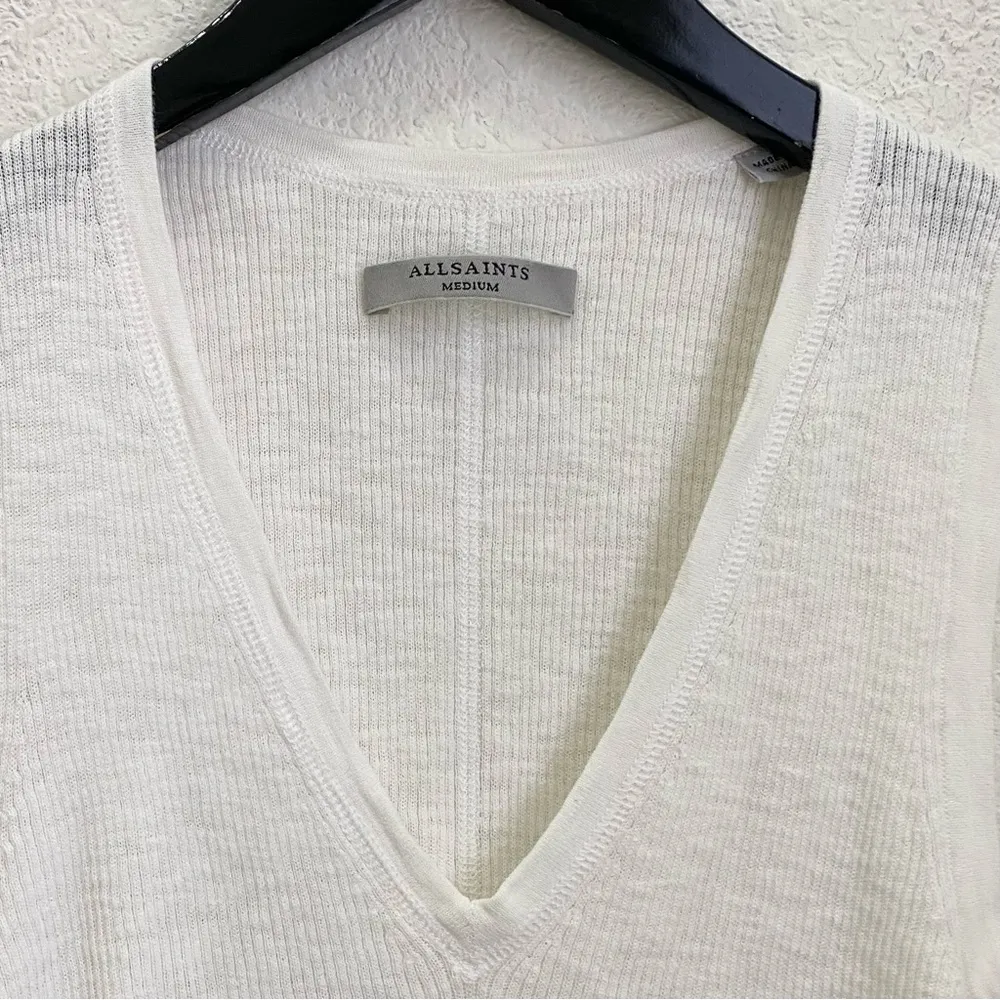 ALL SAINTS Ivory White Rosen Vest Side Cinched Ribbed Sleeveless Tank Size M - Image 10