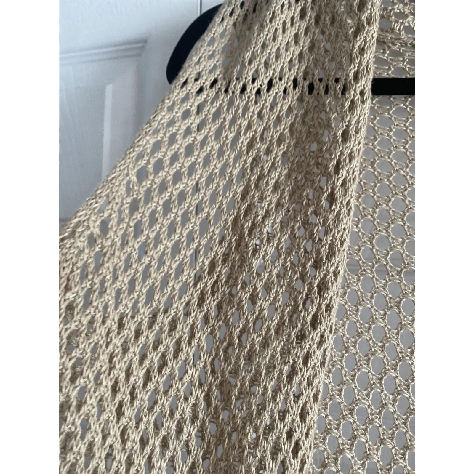 Belford Womens Small Tan Linen Open Vest Cardigan‎ Fisherman Knit Brown - Image 5