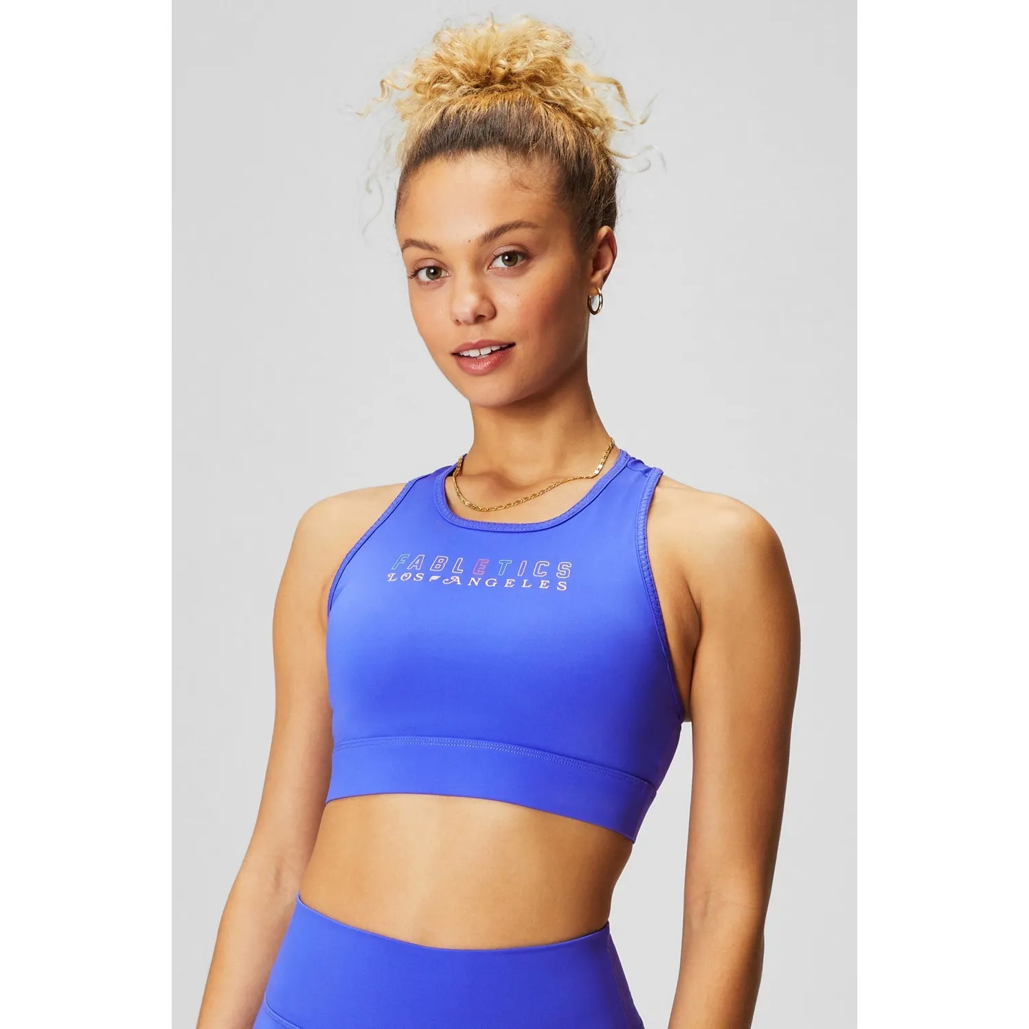 Fabletics Athletic SET Graphic Sports Bra & Biker Shorts Small Purple Sporty Gym - Image 2