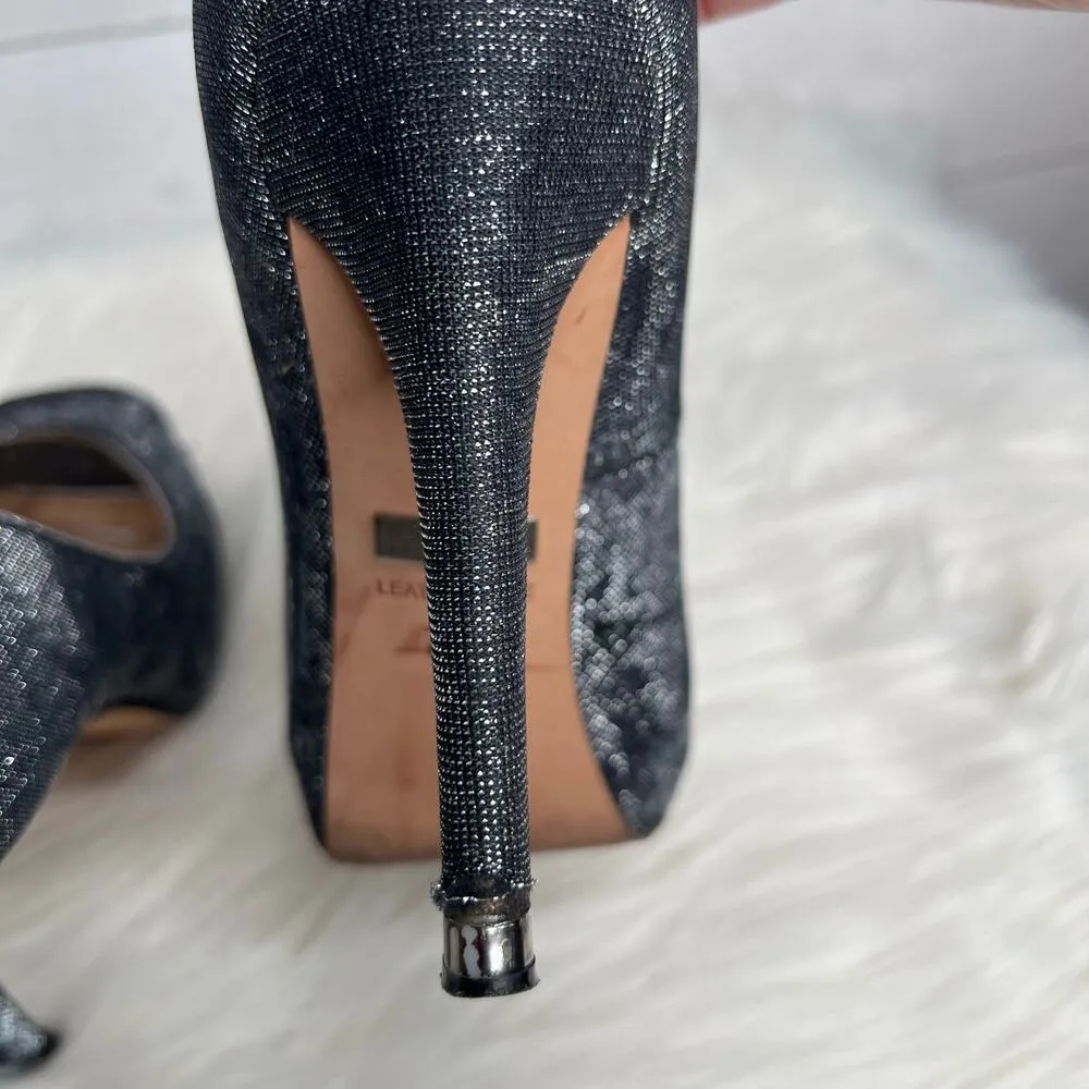 Badgley Mischka Monili gray glitter peep toe pumps Size 7.5 - Image 5