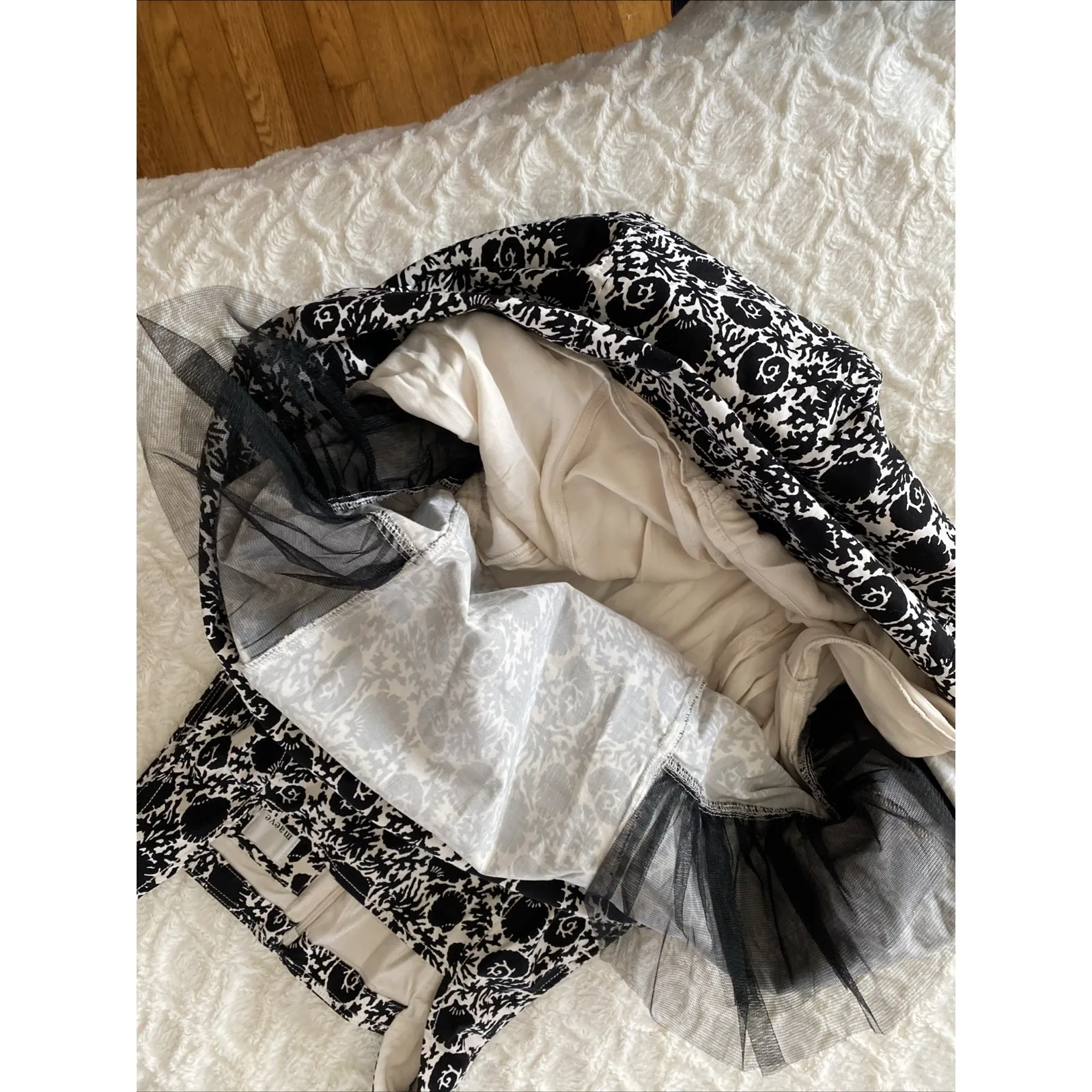 Maeve Anthropologie Black & White Sheath Dress Seashell Print Knee Length XL - Image 8