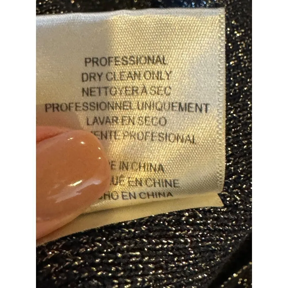 Sachin + Babi Dress Womens Small Navy Blue Metallic Knit Puff Sleeve Amelie Mini - Image 10