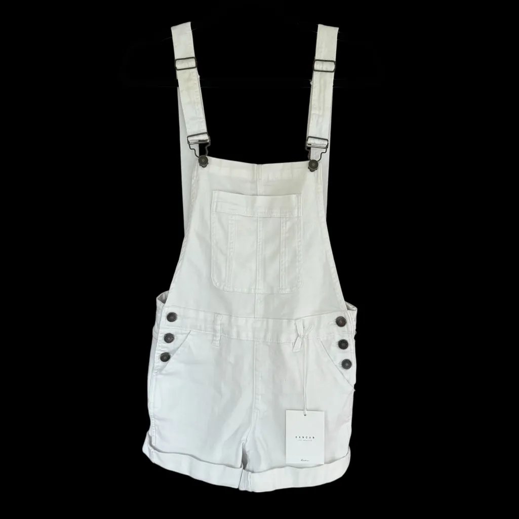 KanCan White Women's Denim Overall Shorts with No Back and Adjustable Straps Size undefined - Image 14