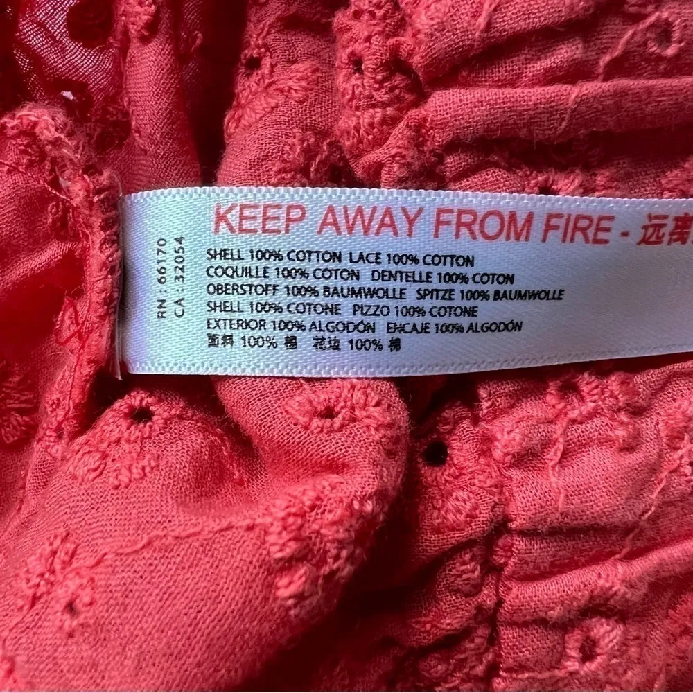 Anthropologie Cotton Lace Eyelet Salmon Pink Orange Shorts XS - Image 5