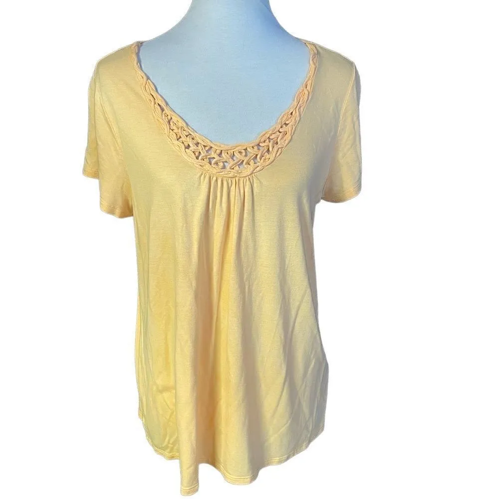J.Jill Light Orange/Yellow Braided Collar T - Image 5