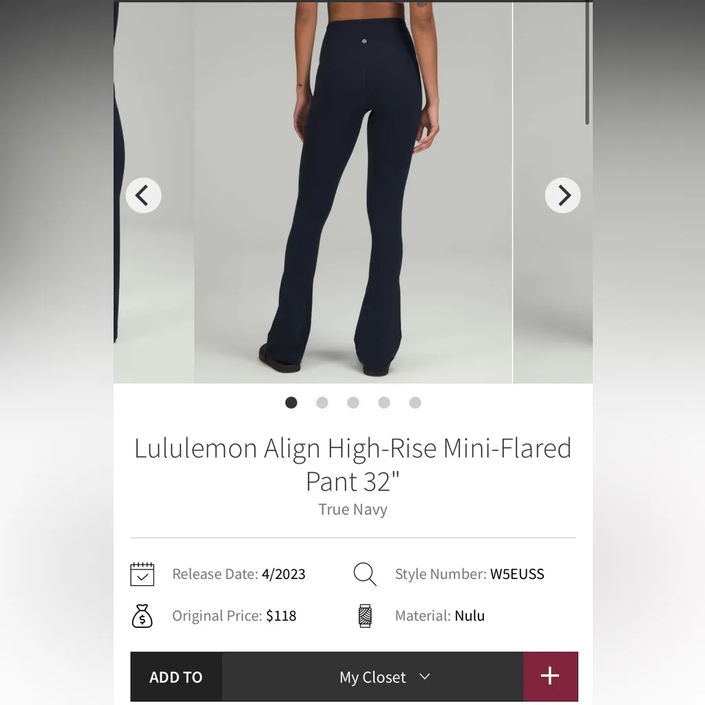 Lululemon Align High-Rise Mini-Flared Pant 32"
True Navy size 4 - Image 6