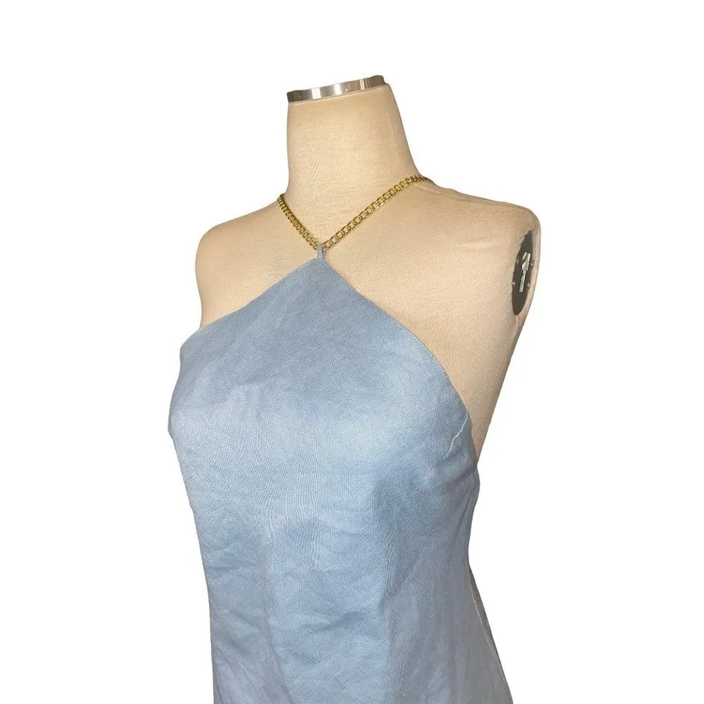 Amanda Uprichard REVOLVE Claudia X Back Chain Dress in Sky Blue Large New - Image 5